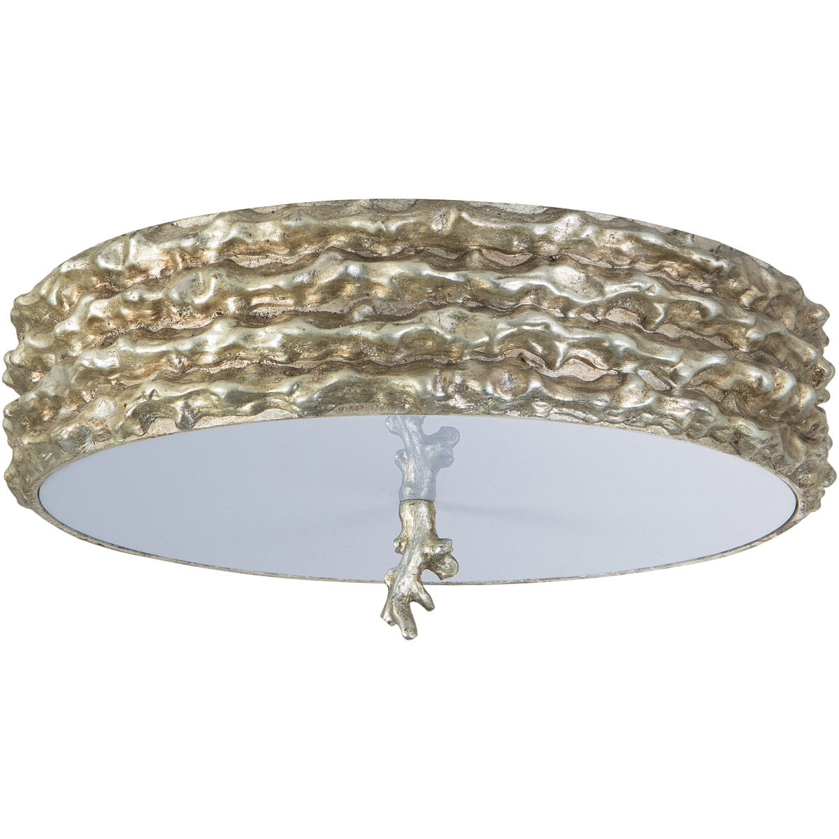 Trellis 3 Light Silver leaf Bath/Flush Mounts Ceiling Light in Silver Leaf with Antique